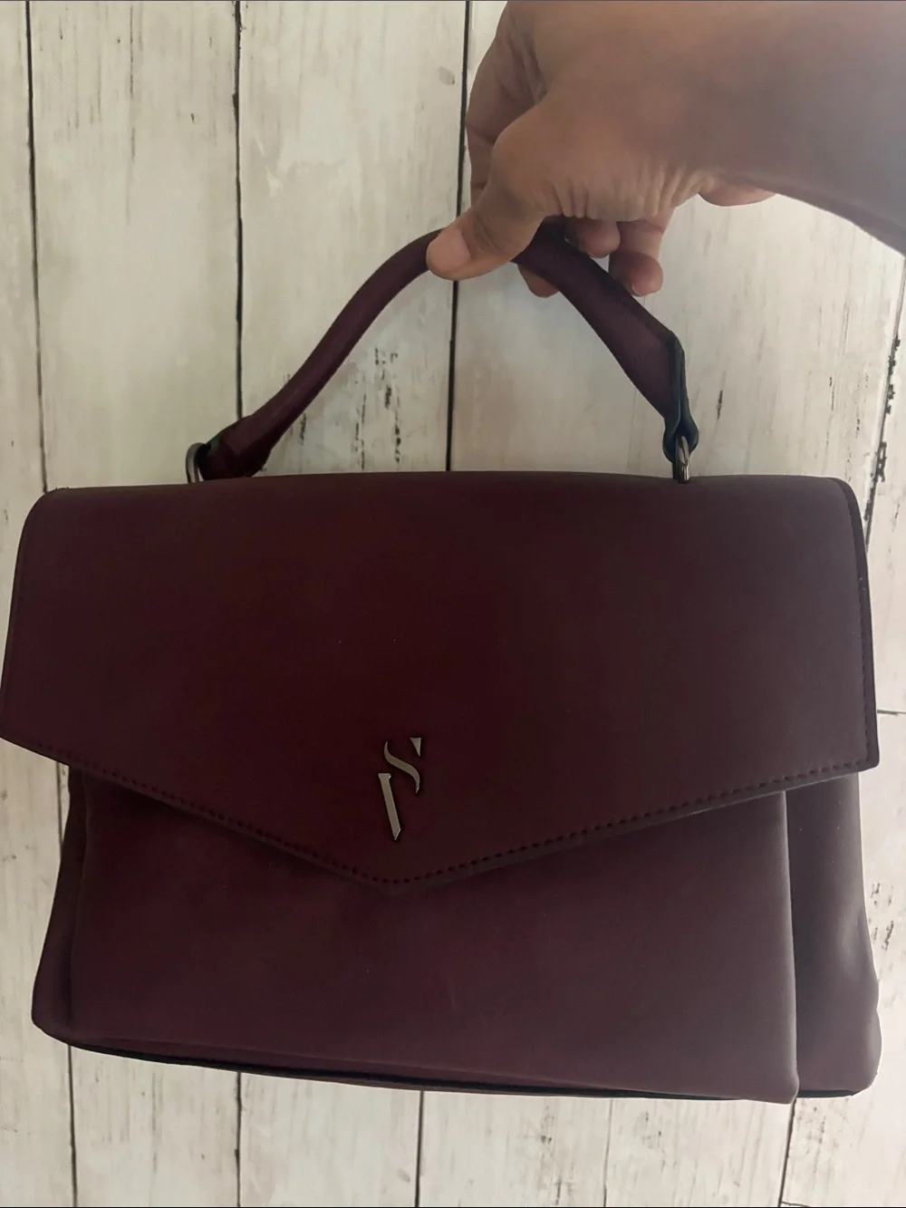 Simply Vera women’s Leather Top-Handle Bag in Burgundy
